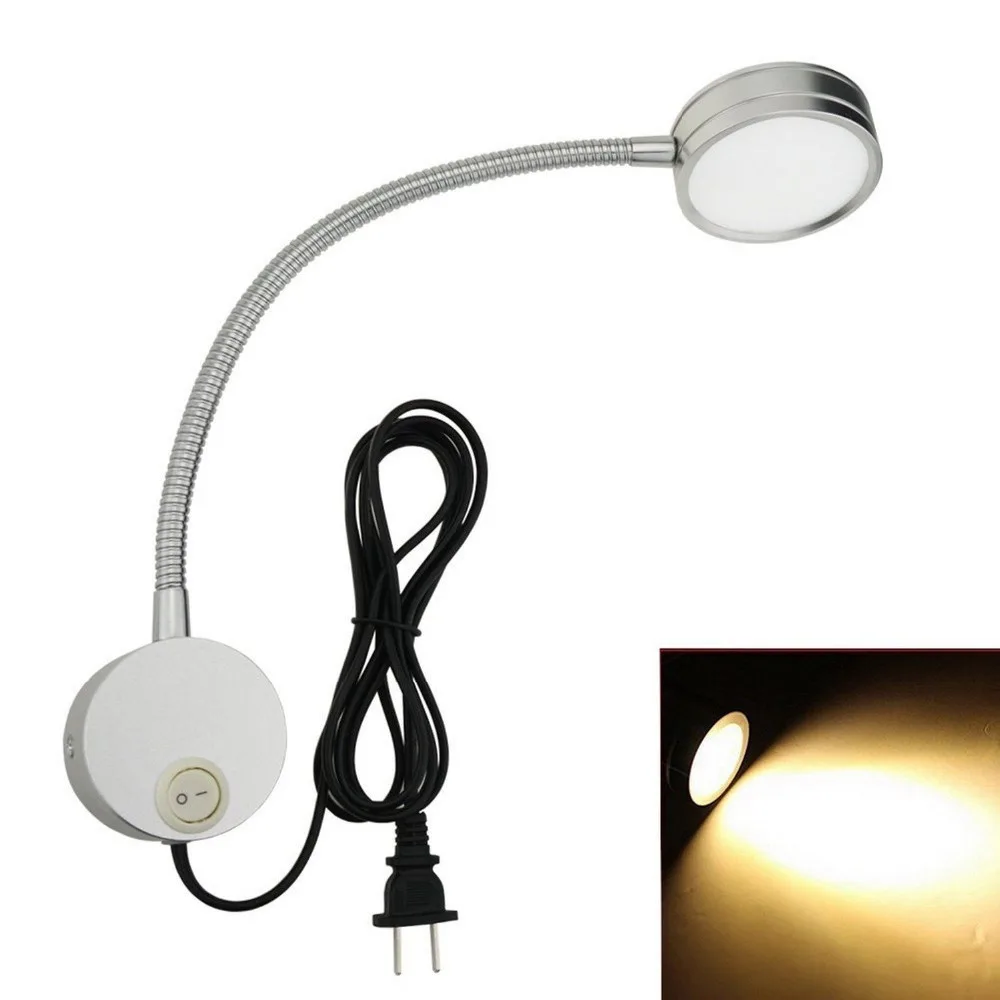 

ANTINIYA Flexible LED Wall Lamp 5W With EU/US Plug Gooseneck Wall Mount Sconce Reading Light for Modern Bedroom Bedside Lighting