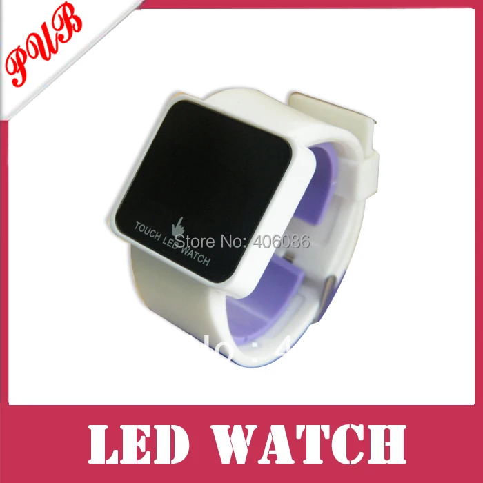 Wholesale 2013 Fashion silicone LED mirror touch watch.Many color available.High Quality 100pcs/lot |