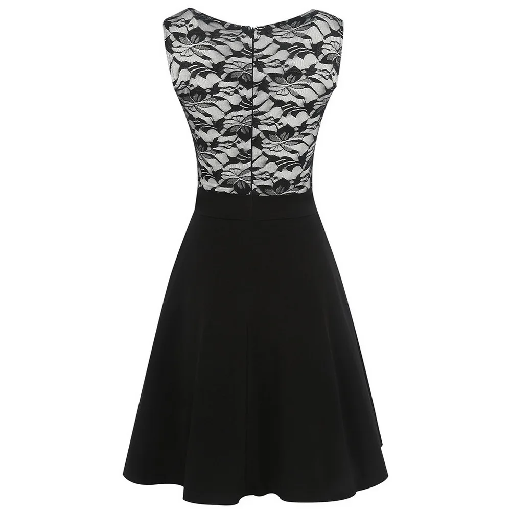 JTCWEAR Новый Fit and Flare Dress стрейч кружева лоскутное Туника элегантный Офисные женские