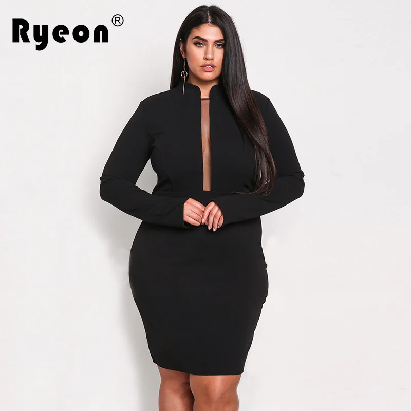 Ryeon осень зима весна женское сексуальное платье Большой размер облегающее