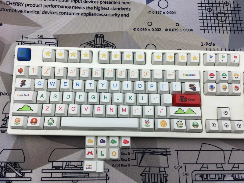 112 шт./упак. OEM высота тепла сублимации ключевой Шапки Super Mario личность Шапки 6.25x Стандартный PBT механическая клавиатура Ключ Шапки