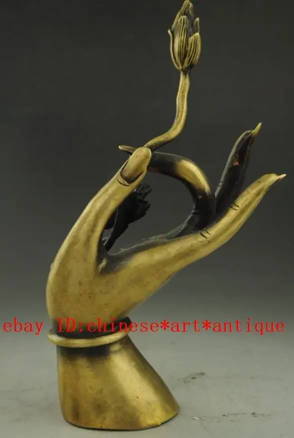 Китайский Старый латунный храм Кван-Инь Гуаньинь Quan yin Будда ручной статуя лотоса