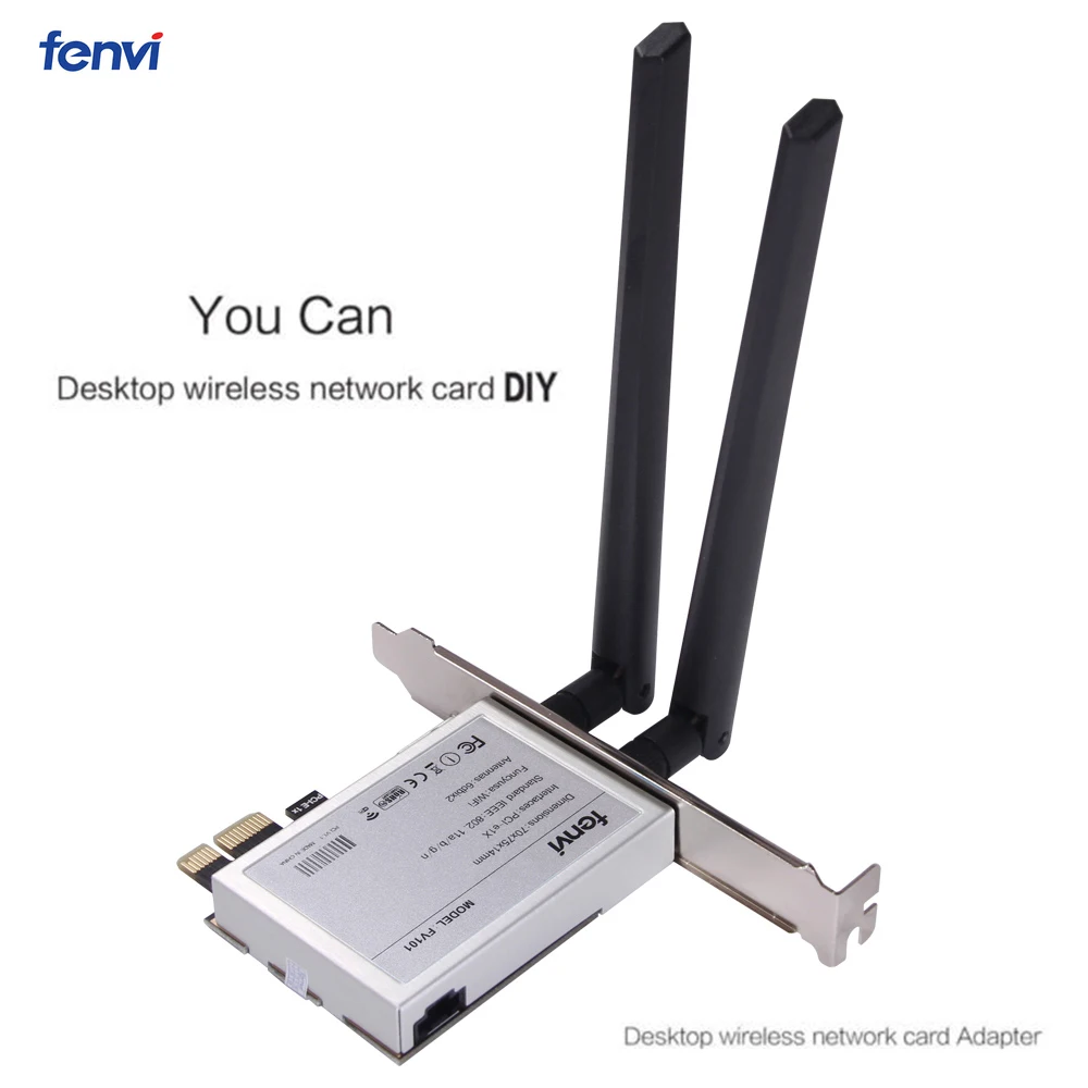 Fenvi Mini PCI-E к PCI-E X1 беспроводной адаптер конвертер с 2x антенной для настольного ПК половинного размера PCI Express WiFi сетевая карта