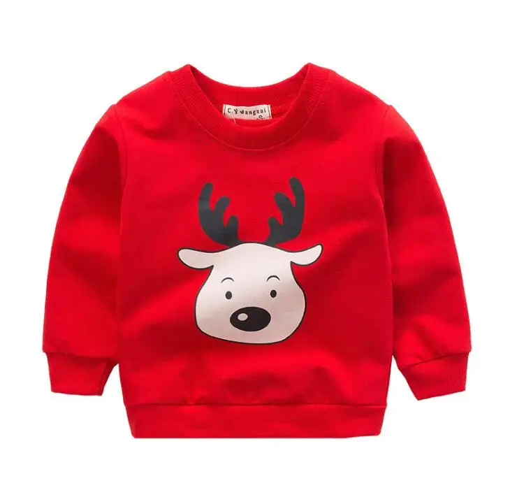 deer--red 1 шт.; одежда для малышей; свитера для мальчиков и девочек; мягкий хлопковый топ для малышей; свитер с рисунком; детский пуловер; сезон весна-осень; детская верхняя одежда - Цвет: deer--red