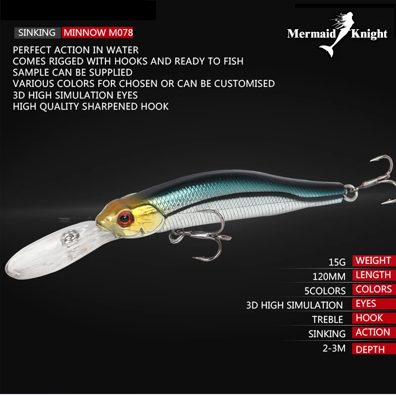Рыболовная Приманка Minnow 120 мм 15 г профессиональный воблер гольян глубина 2 3 м