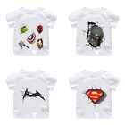 Костюм для мальчиков забавная футболка с рисунком супергероя топы для девочек, летняя одежда с короткими рукавами и круглым вырезом Детские футболки CX8