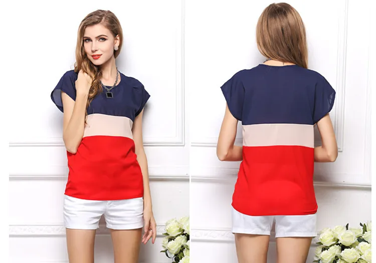 Летние женские топы блузка рубашка шифоновая Размеры S XXXL Повседневная женская