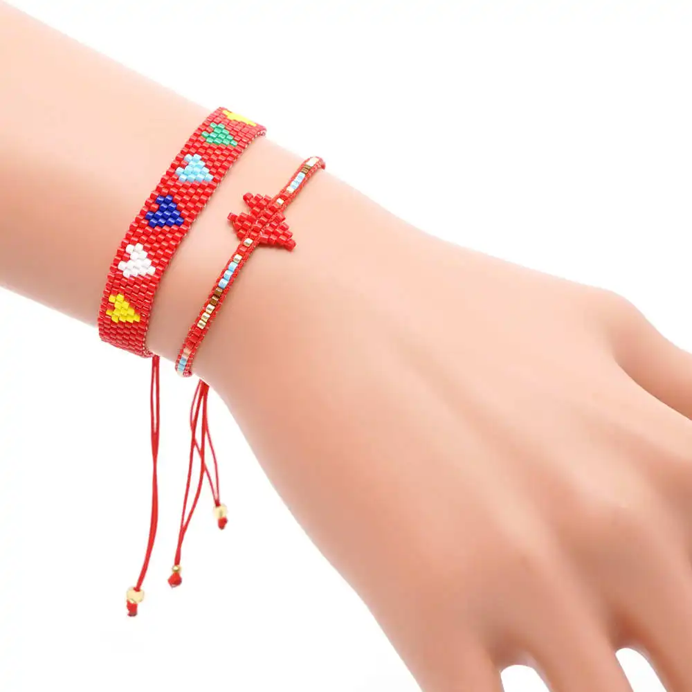 

YASTYT Handmade Miyuki Bracelet For Women Bijoux Red Heart Bracelet Love Fashion Pulseras Mujes Jewelry Valentine's Gift