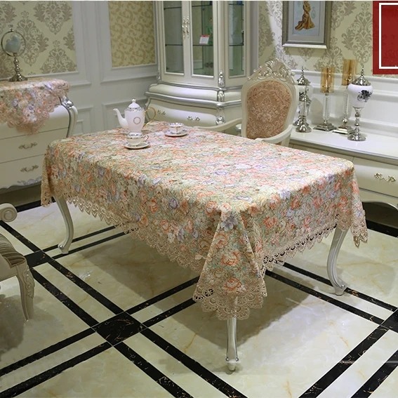 Vezon Роскошная Высококачественная жаккарда из хлопка Цветочная кружевная скатерть элегантные европейские
