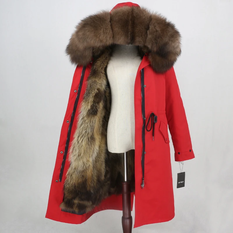 Пальто с натуральным мехом, бренд X-long Parka, водонепроницаемая ткань, верхняя одежда, зимняя куртка для женщин, натуральный Лисий мех, капюшон, подкладка из лисьего меха, отстегивается