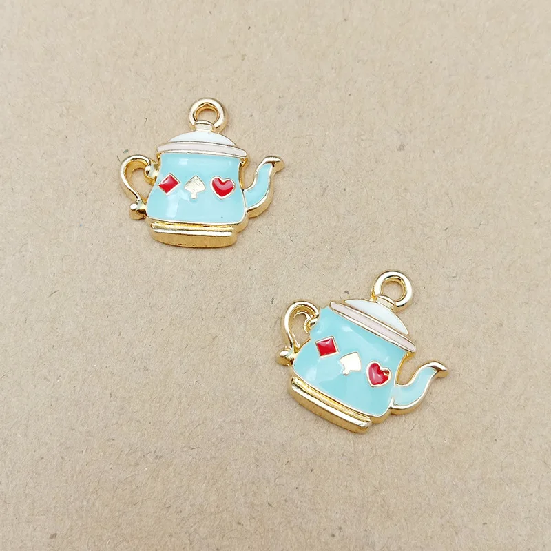 

10pcs teapot and teacup charm enamel charm for jewelry making fashion earring pendant bracelet charms