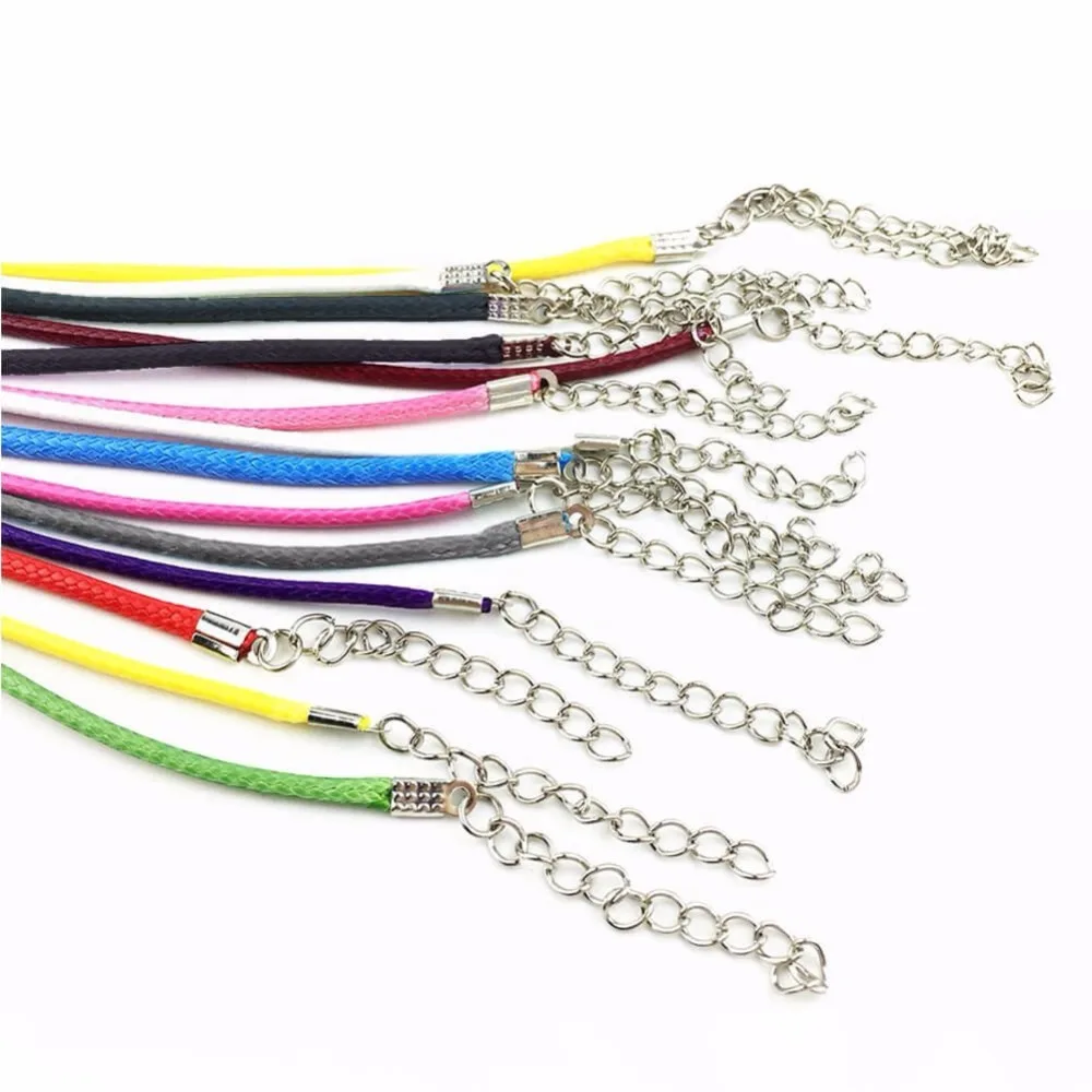 100 шт 18 дюймов вощеный хлопок ожерелье шнур с карабином Омаров для DIY изготовления
