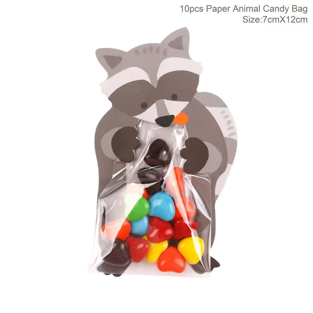 gray fox10pcs FENGRISE, маленькие пластиковые пакеты для печенья, прозрачная целлофановая сумка для дня рождения, пластиковые прозрачные подарочные пакеты для печенья - Цвет: gray fox10pcs