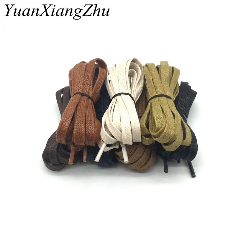 1Pair Waxed Flat Shoelaces Leather Waterproof Casual Shoes Laces Unisex Boots Shoelace Length 60 80 100 120 140 160 180CM