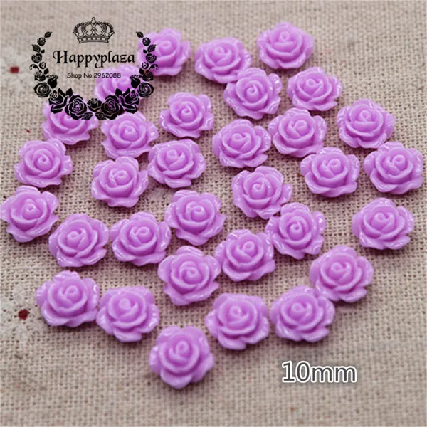 light purple 100pcs 100 шт 10 мм Разноцветные милые цветы из полимера, розы с плоским основанием Кабошон DIY Ювелирные изделия/ремесло украшения - Цвет: light purple 100pcs