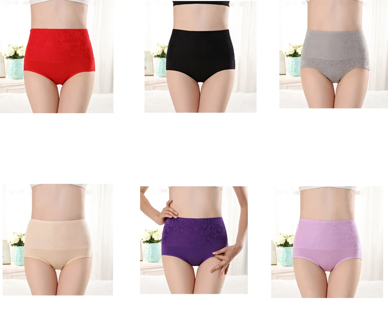 6 colors A Кружевные трусики, модные женские хлопковые трусики, женские трусы с высокой талией, дышащее женское белье большого размера, сексуальные трусики - Цвет: 6 colors A