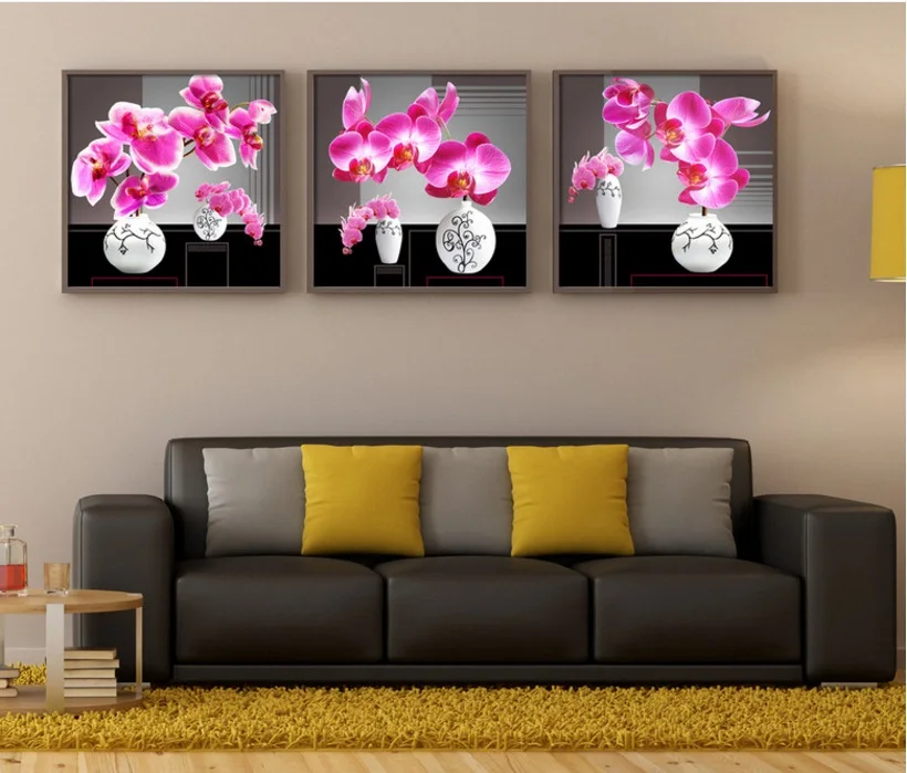 Современная ваза для цветов Phalaenopsis 3 предмета холст картины принт картина
