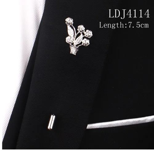 LDJ4114 Новая Серебристая булавка для одежды для Для мужчин Для женщин классический метр Зажимы для галстука Сплав Зажим для галстука костюмы булавка для галстука, воротника с украшением в виде кристаллов Бизнес Corbatas - Окраска металла: LDJ4114