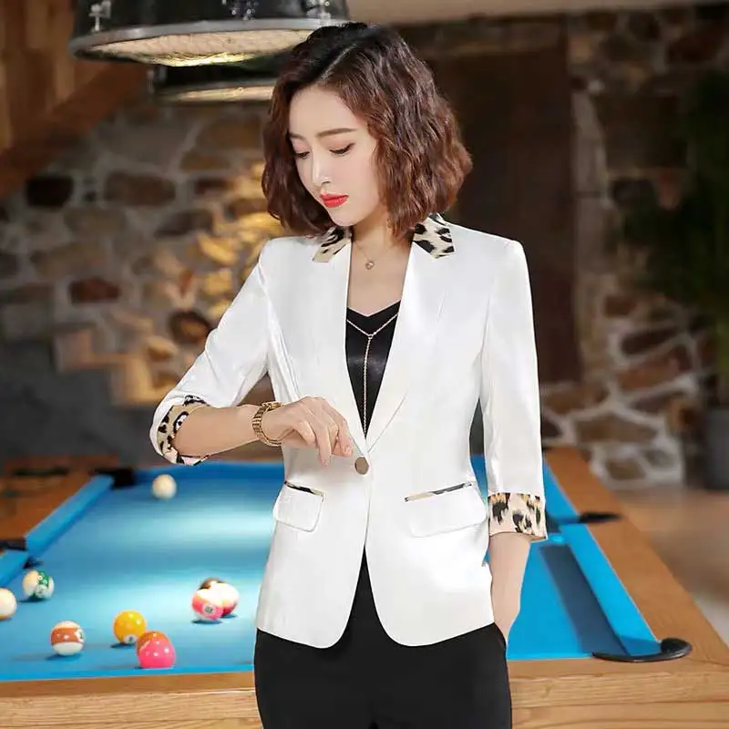2019 Women's Chic Leopard Short Top Blazer Jacket Single Button Pockets England Style Female Lady Slim Coat Hot Sales C96121Z | Женская