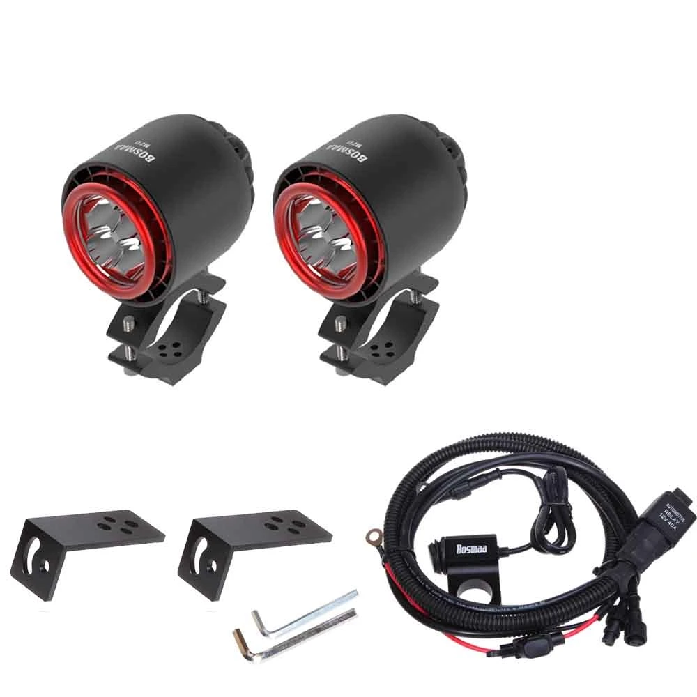 M211S TG26 Black-red Светодиодный светильник BOSMAA Turbo, Точечный светильник, мигающий стробоскопический светильник 20 Вт 3400Lm, белый, мотоциклетный, противотуманный, DRL, налобный фонарь, охотничий, дальнего света - Цвет: M211S TG26 Black-red