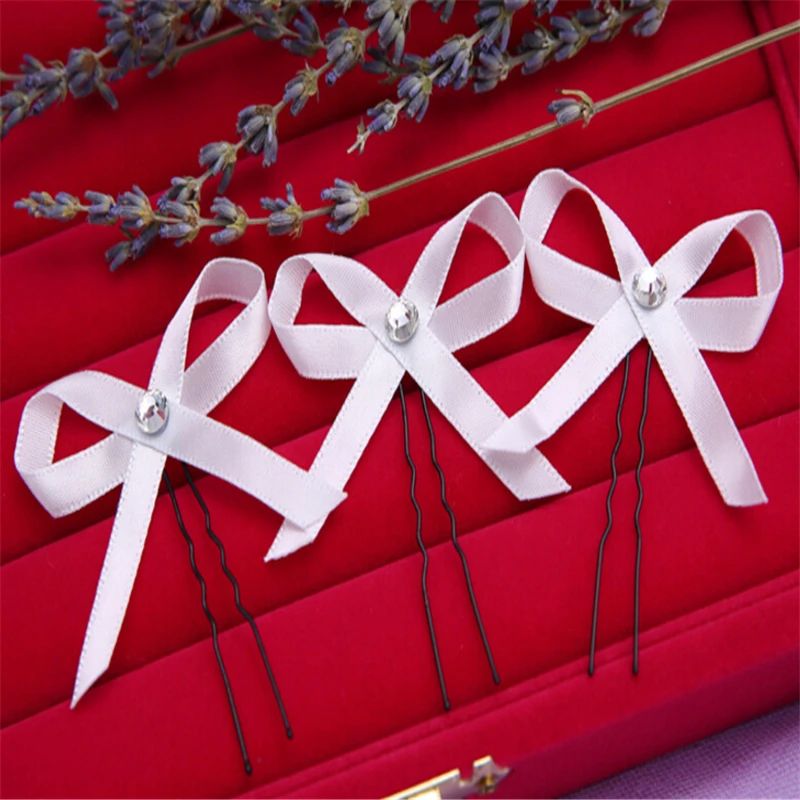 Оптовая продажа 5 шт. однотонный красивый изящный галстук бабочка женский головной убор для невесты женские