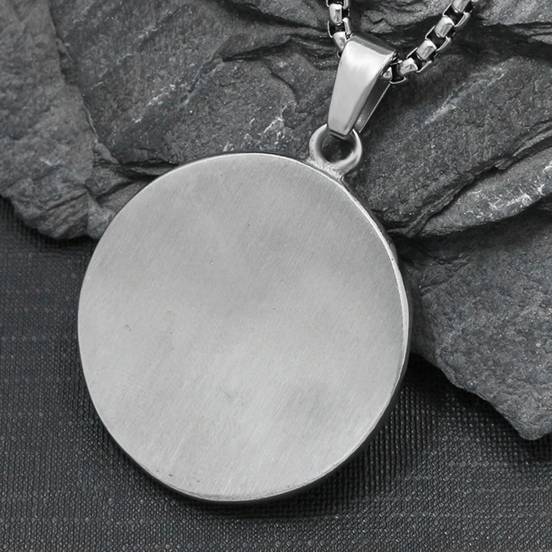 Antique silver personalized Om Mani Padme Hum necklace Circular pendant free ship | Украшения и аксессуары