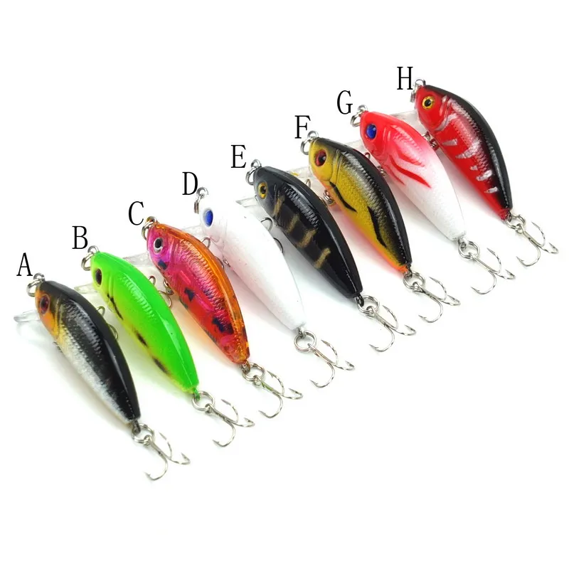 HiUmi 1pc 5cm 3.6g Minnow Fishing Lure Artificial Bait Plastic Hard 8Color pesca |