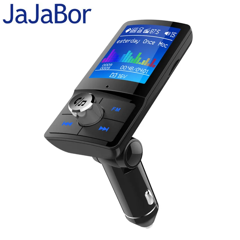 JaJaBor Bluetooth Carkit Handsfree 1.77IN цветной экран fm передатчик AUX аудио приемник