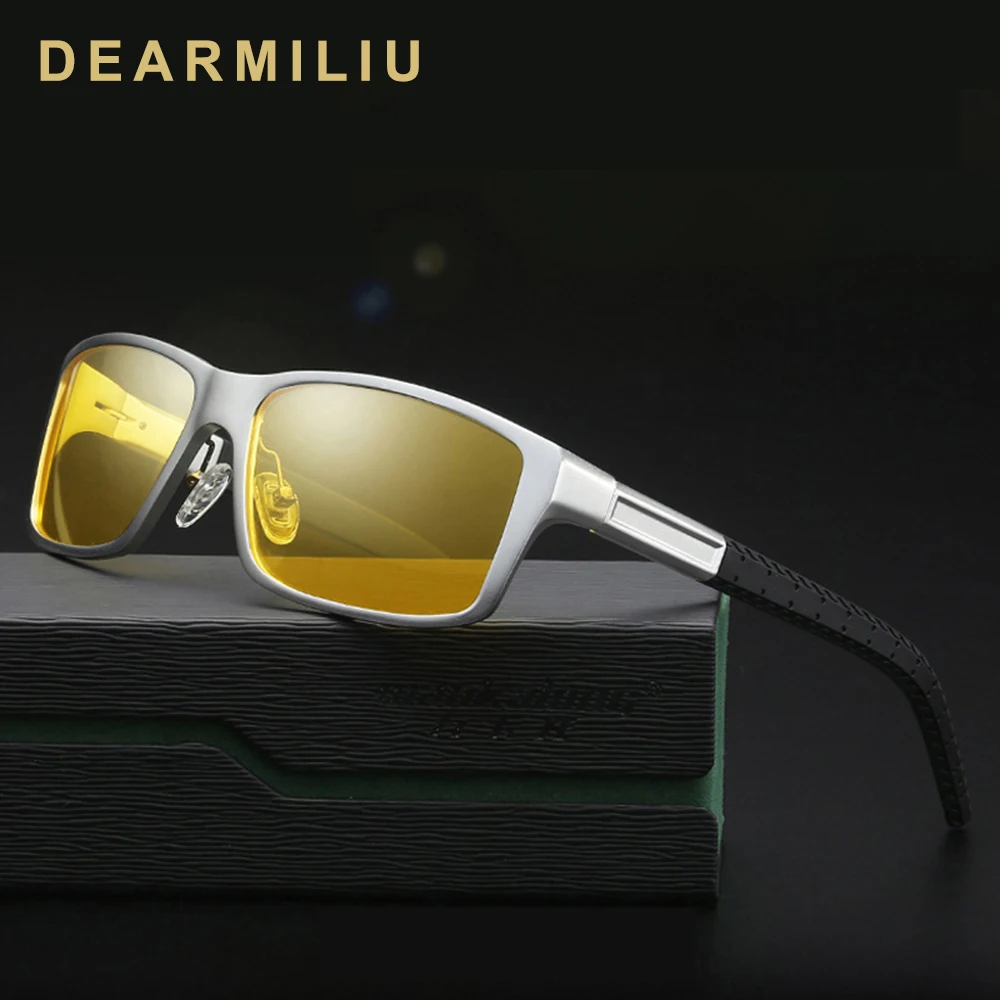 Мужские очки ночного видения DEARMILIU солнцезащитные из алюминиево-магниевого