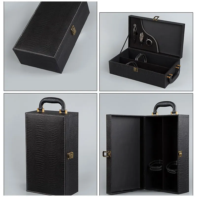 Высококачественный деловой подарок два чехла для бутылок красного вина коробка