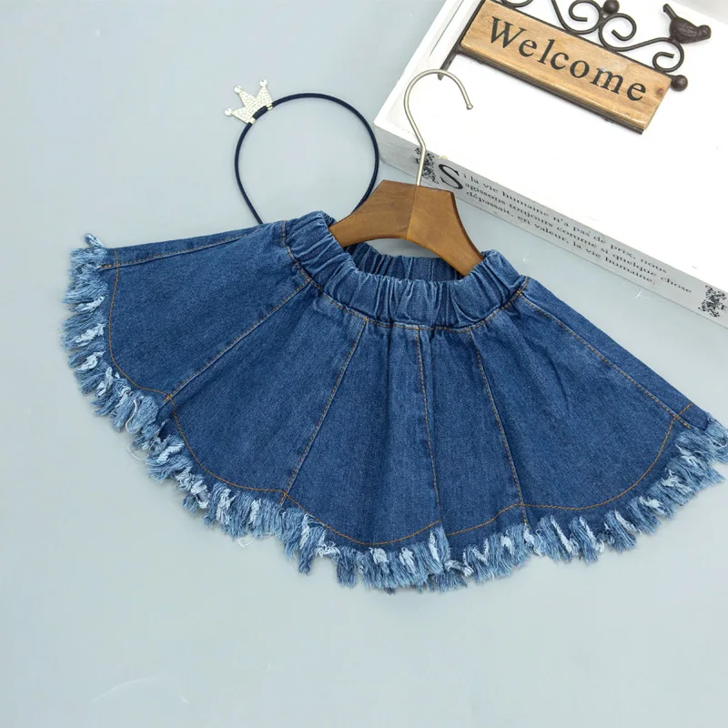 

DFXD Korean Children Clothing Baby Girls Spring Skirt High Quality Cotton Denim Blue Jeans Skirt Fashion Toddler Baby Skirt 2-7Y