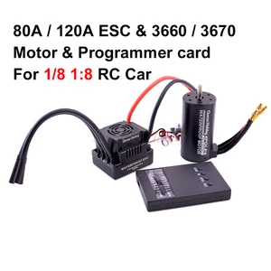 Водонепроницаемый бесщеточный двигатель 3660 3300KV 3800KV  3670 2150KV 2650KV + S-80A 80A  S-120A 120A 2-4S ESC для 18 1:8 RC Car Truck