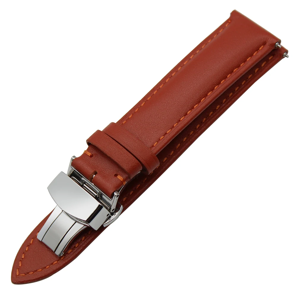 Ремешок из натуральной кожи для наручных часов быстросъемный черный коричневый