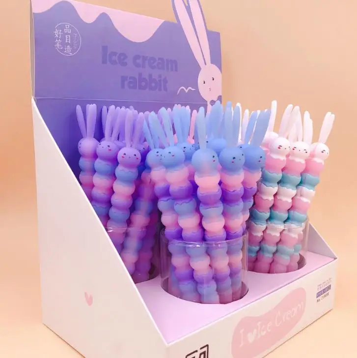 4 шт./компл. Kawaii 0,5 мм Радуга Цвет мороженое кролик силиконовые гелевые ручки цифровым пером написание канцелярские офисные школьные принадлежности, блокноты