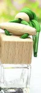 with Green String 6 мл сосуд для эфирных масел Стеклянная емкость для наполнения духов квадратный прозрачный автомобильный кулон пустая подвеска Бутылка Арома флакон 20 шт - Цвет: with Green String