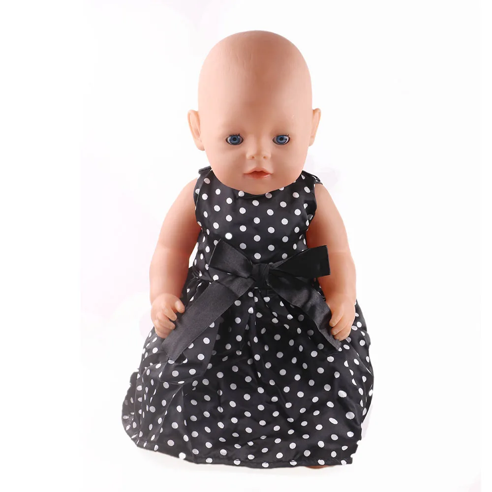 Новый стиль высокое качество белое платье в горошек для 43 см аксессуары новой