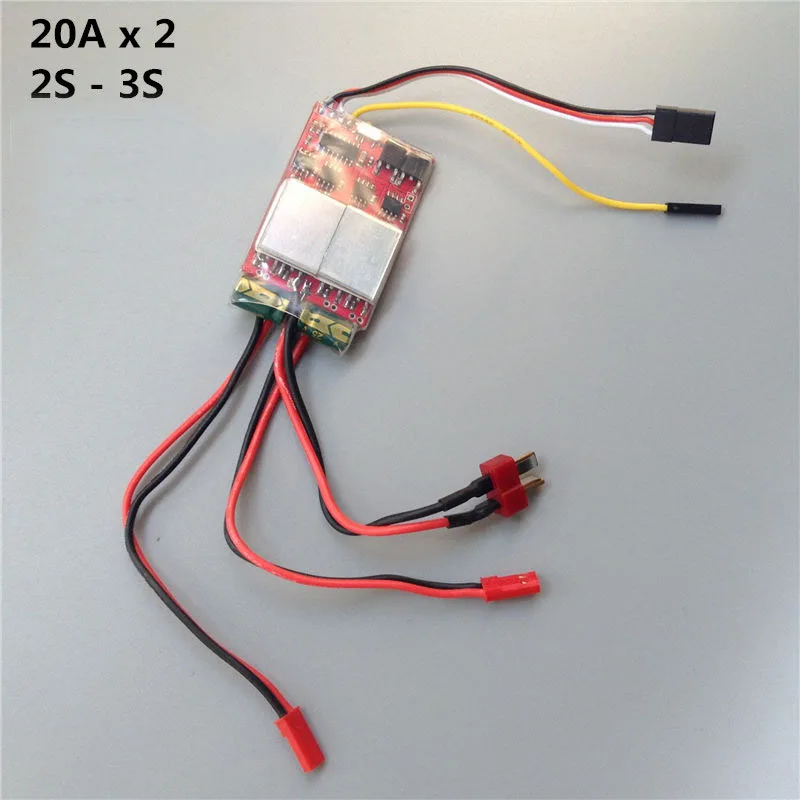 

1PC Dual Way Bidirectional 20A ESC 6V-12.8V Brushed ESC 2S-3S Forward/Backward Speed Controller for DIY RC Boat Model Part