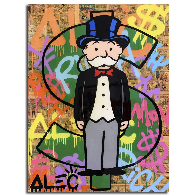 AM010 Алек Monopolyingly Wall Art Холст Картина уличный художник Скрудж макдак знак доллара статуя изображение для Гостиная Home Decor - Цвет: AM010