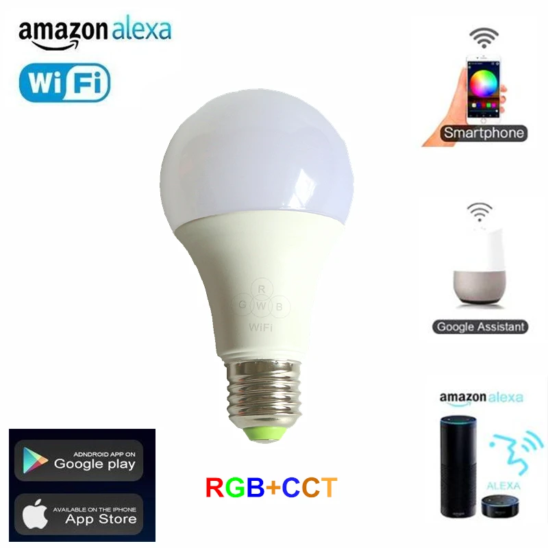 Умная Светодиодная лампа с регулируемой яркостью AC 110 В 220 6 5 Вт E27 Wi Fi CW WW RGB RGBW RGBWW +