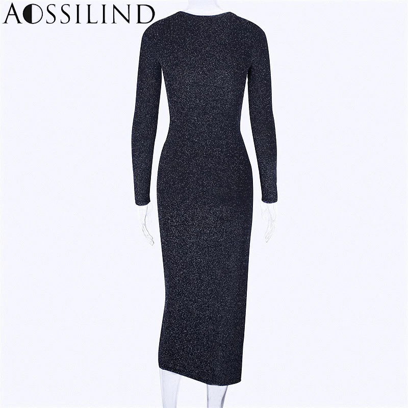 Сексуальное вечернее платье AOSSILIND с высоким разрезом весна 2019 модное блестящее