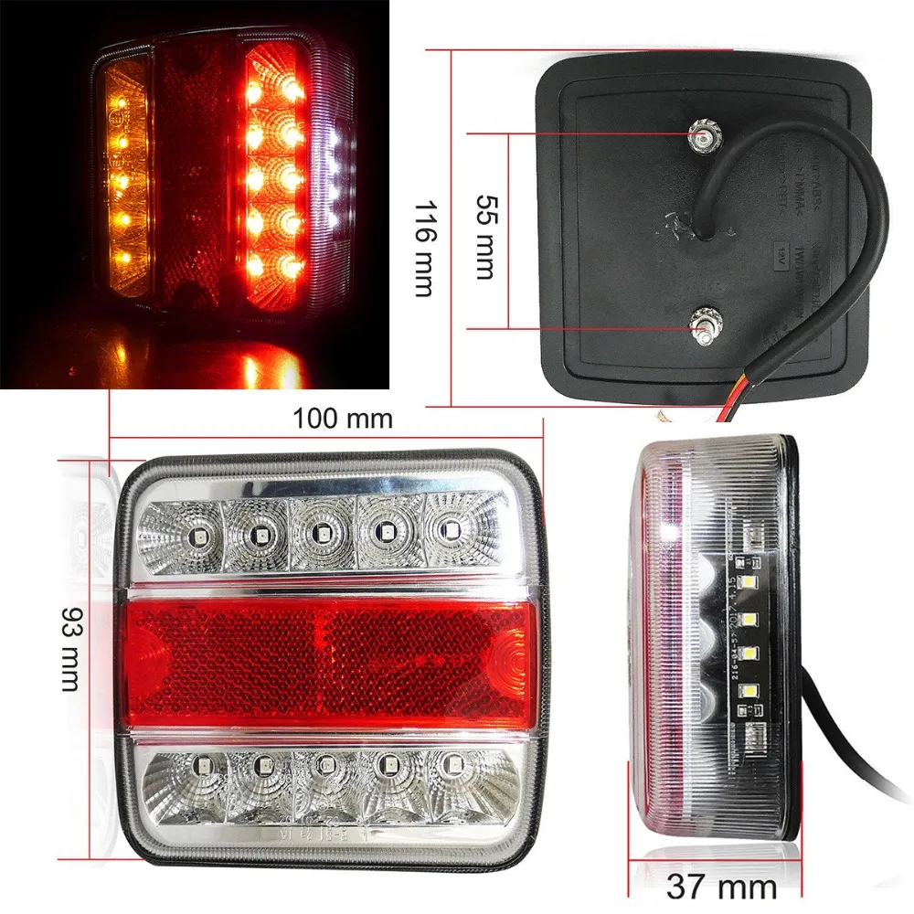 2x12V автомобильный Грузовик 16 LED задний фонарь сигнальные огни Задний для трейлера