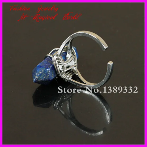 1 шт. природа лазурит точка драгоценных камней кольцо с помощью проволоки