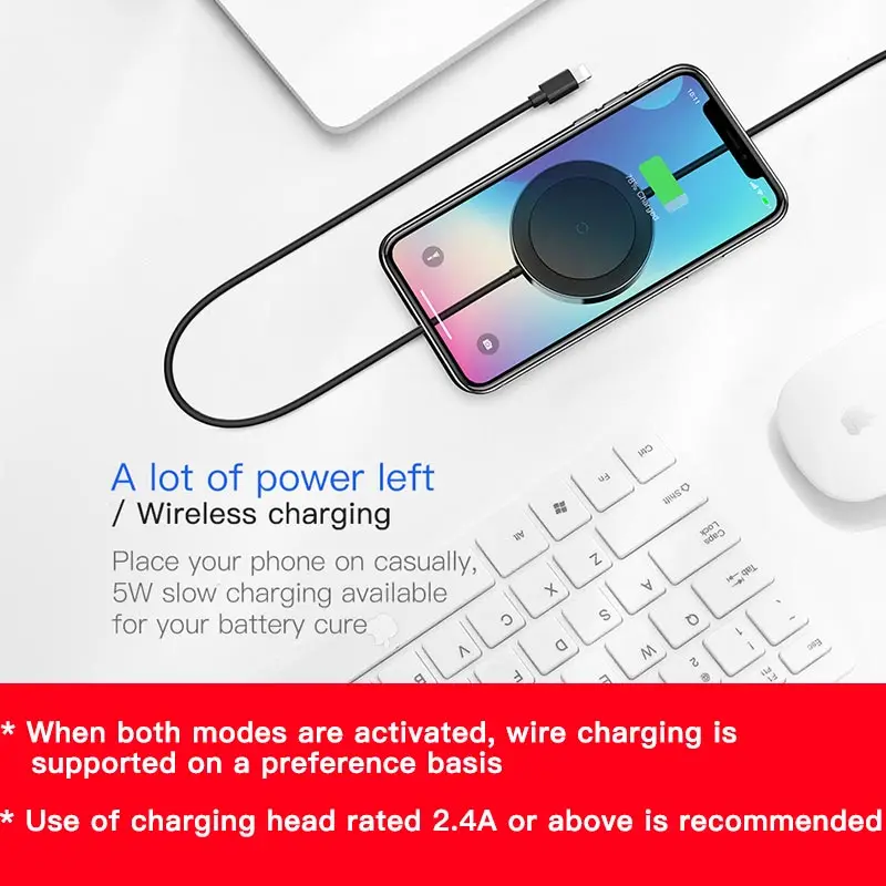 Беспроводное зарядное устройство Baseus Qi для iPhone X XS Max XR 8 samsung S10 быстрая Беспроводная зарядка USB кабель для iPhone 7 6 6s Plus