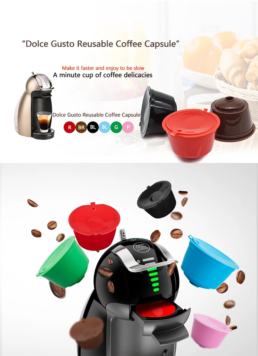 3/9 шт. многоразового combinacapsule Кофе капсула nescafe 6 цветов Dolce Gusto многоразового пользования капсулы Рождество капсулы 1 ложка+ 1 щетка