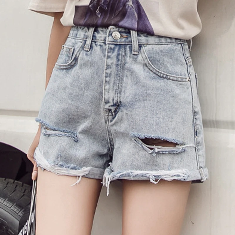 Джинсовые шорты женские HiphopSummer s Harajuku Feminino уличная одежда Высокая талия
