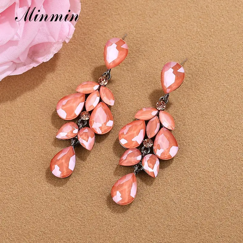 Minmin элегантные милые красочные Кристальные Висячие серьги Модные ювелирные