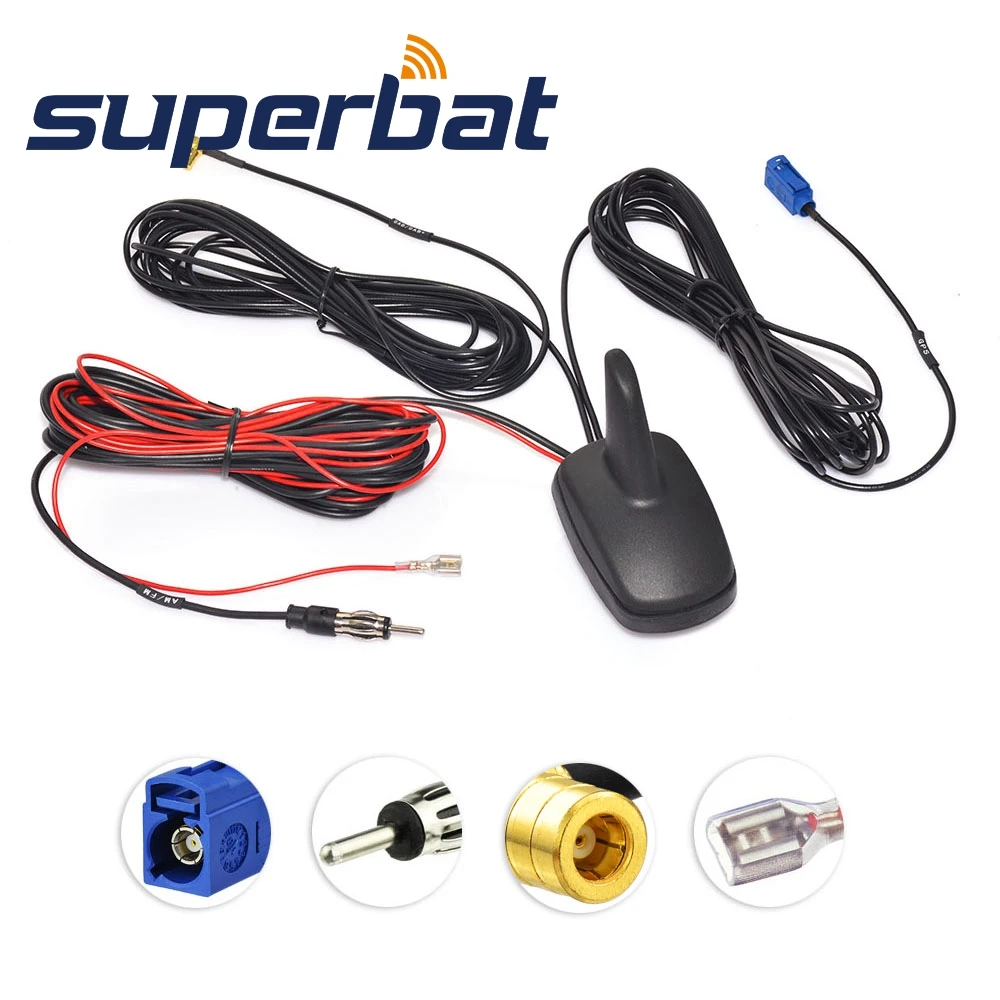 Superbat Автомобильная Радио Антенна DAB+ gps FM AM комбинированная усиленная Антенна плавник акулы крепление на крыше Din 41585 SMB Fakra для JVC Kenwood sony
