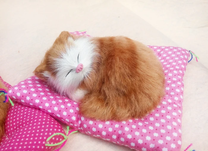 Имитация животного, спящего кота, 13x11x5 см, Игрушечная модель кошки miaow из полиэтилена и меха, изделия ручной работы, декоративная детская игрушка d317