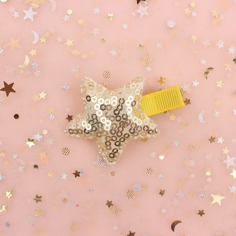 2019 new five-pointed star color sequins girls hairpins long 58mm 5 colors clip Hair Accessories for kids barrettes pink 1pcs | Детская
