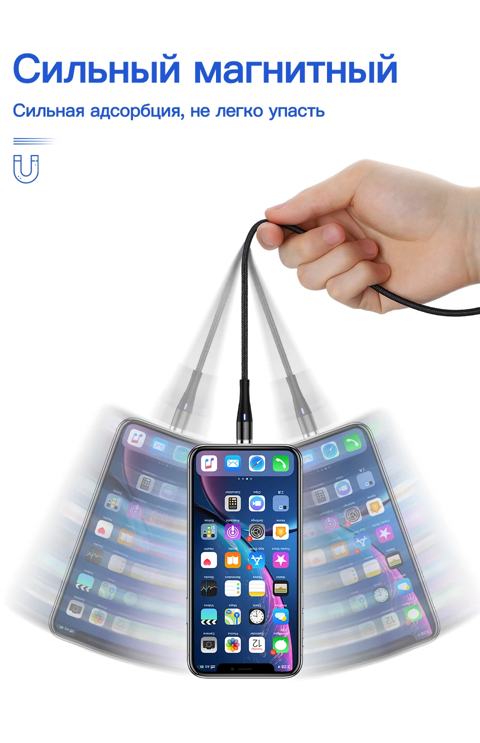 KUULAA Магнитный кабель Micro USB C 3A Быстрая Зарядка адаптер для iPhone samsung XiaoMi зарядное устройство магнит Быстрая зарядка usb type-C шнур